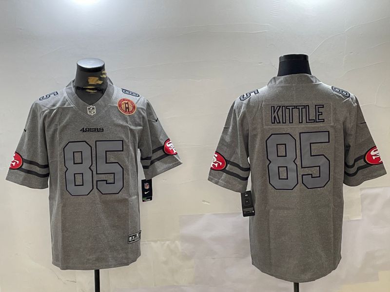 Men San Francisco 49ers #85 Kittle Grey Throwback 2024 Nike Limited NFL Jersey style 5